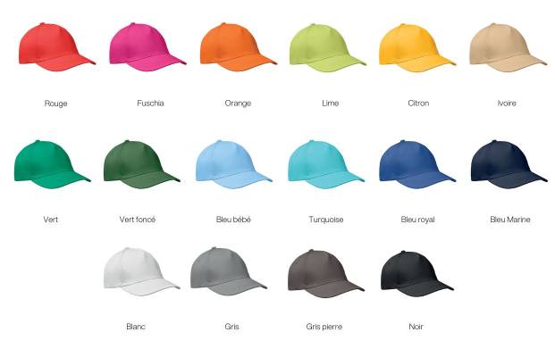 COPYTOP vous propose une large gamme de casquettes couleurs à personnaliser