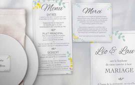 Découvrez l'univers mariage complet proposé par COPYTOP. Des faire-part élégants aux menus raffinés, en passant par les invitations personnalisées, nous vous accompagnons pour créer une papeterie de mariage qui reflète votre style et enchante vos invités.